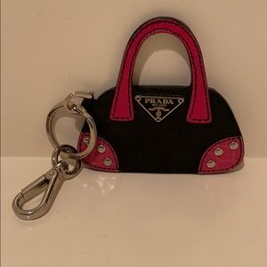 Prada mini-handbag leather keychain